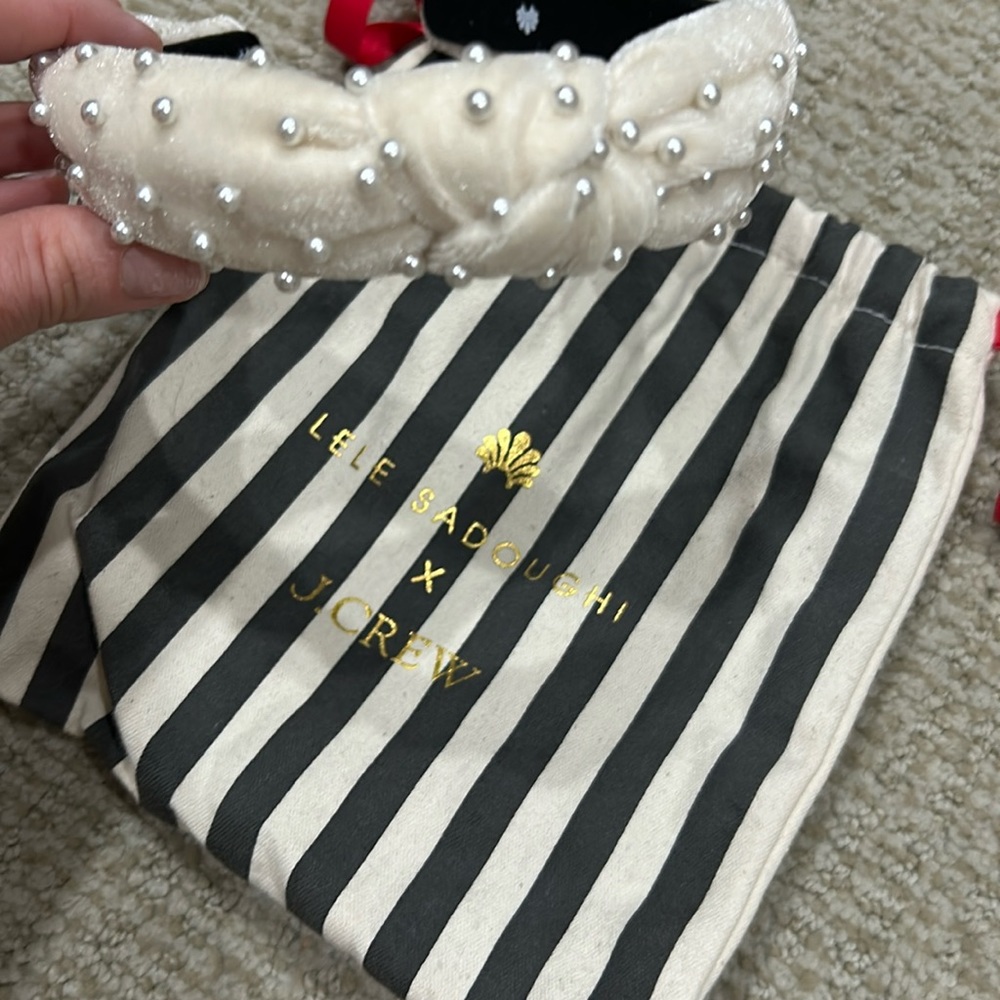 Lele Sadough x J.Crew headband. Ivory with pearl.